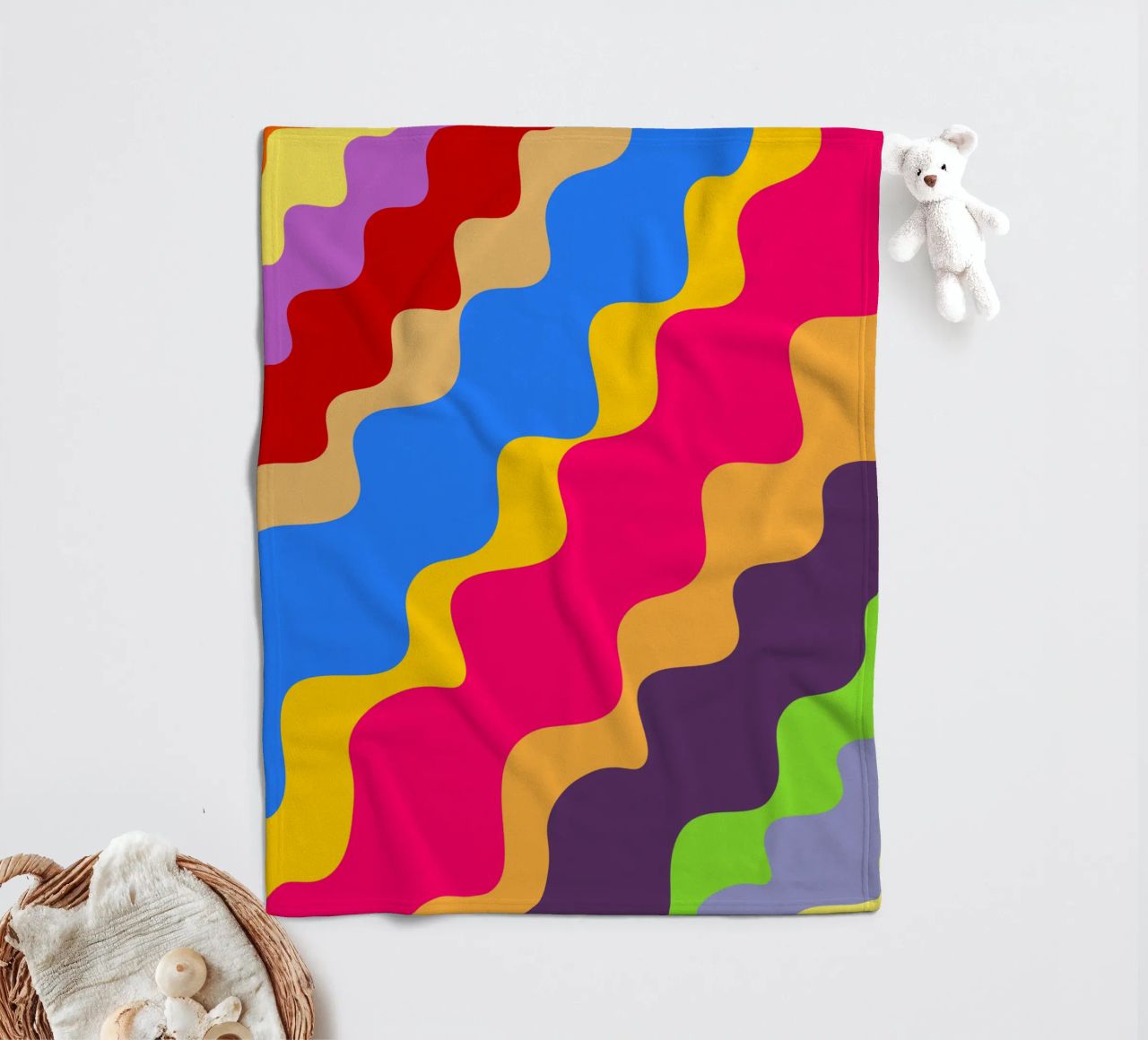 Retro slanting waves coperta in pile da baobabprintstore