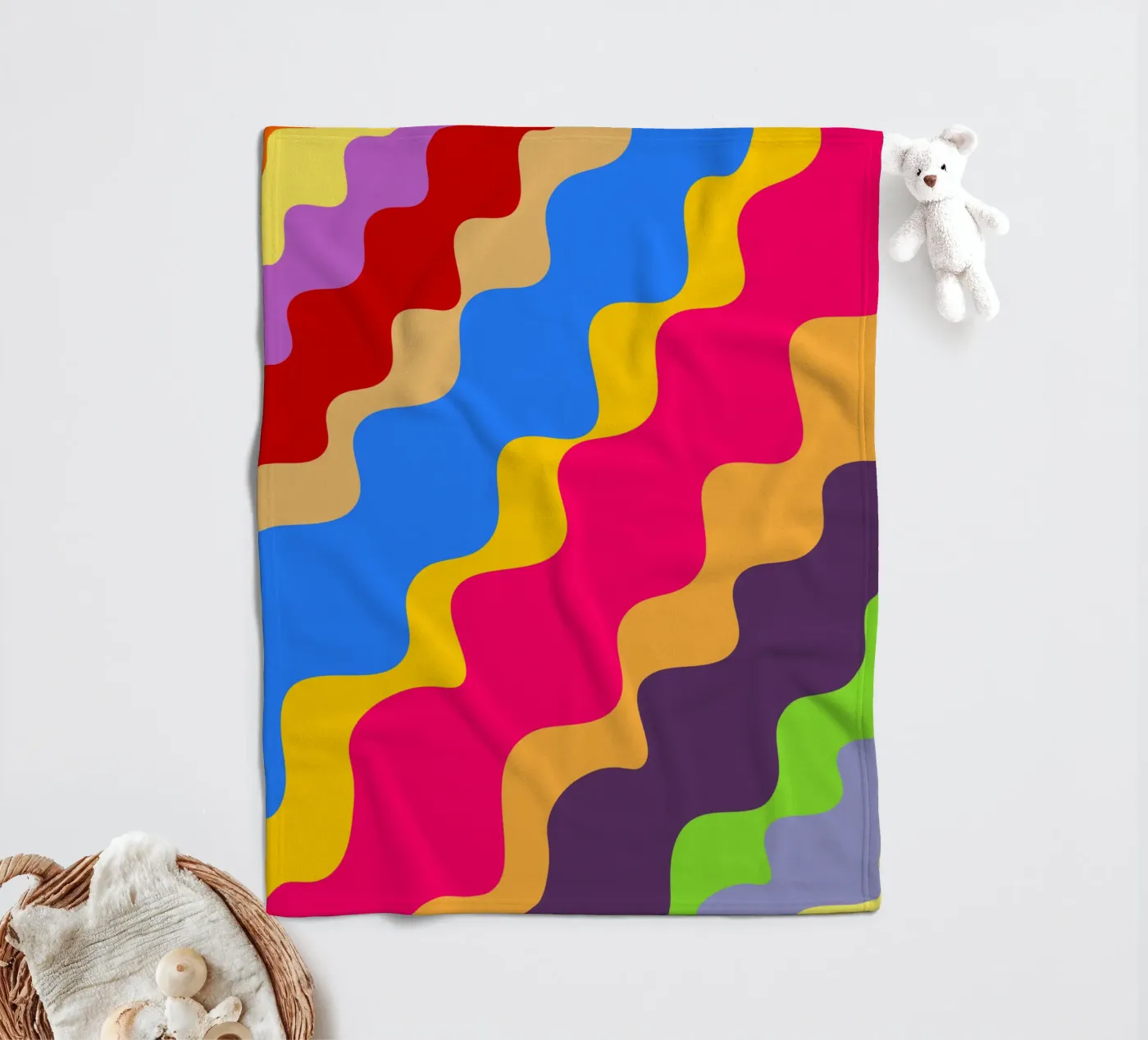 Retro slanting waves Fleecedecke von baobabprintstore