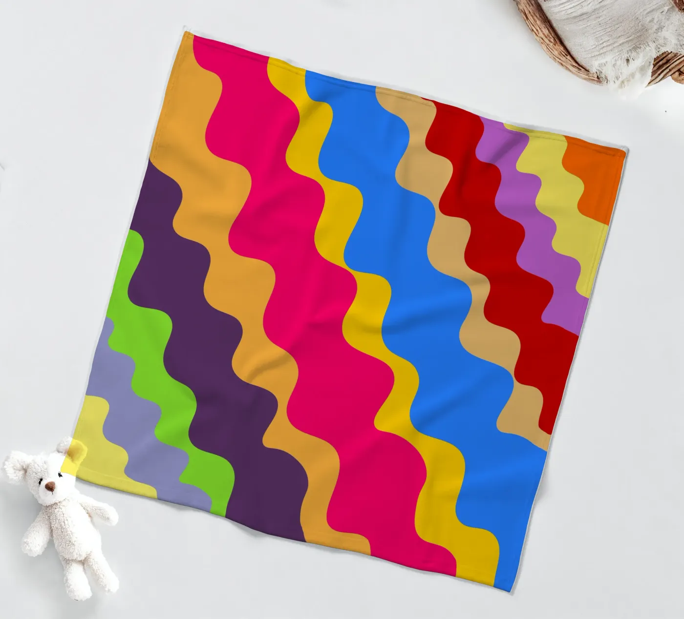Retro slanting waves Fleecedecke von baobabprintstore
