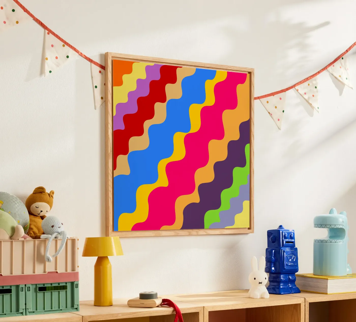 Retro slanting waves plexiglas de baobabprintstore