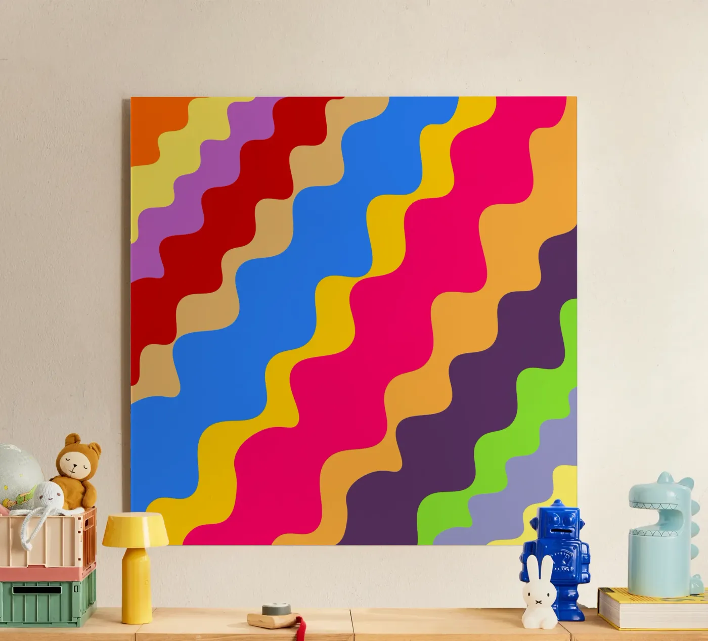 Retro slanting waves plexiglas de baobabprintstore