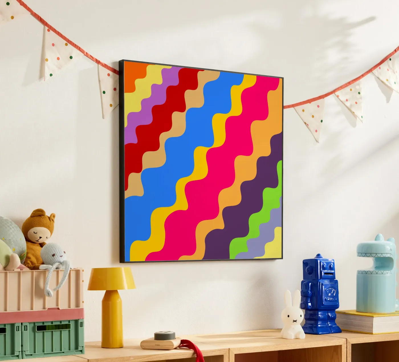 Retro slanting waves pannello forex da baobabprintstore