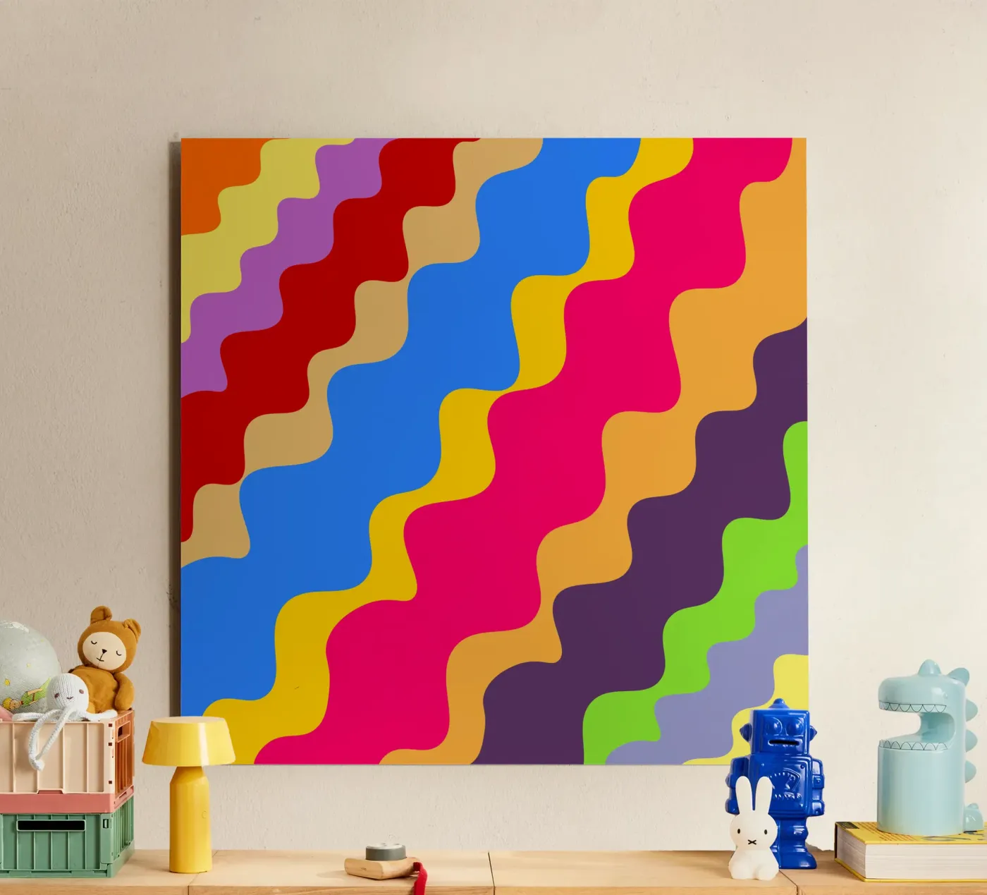 Retro slanting waves pannello forex da baobabprintstore