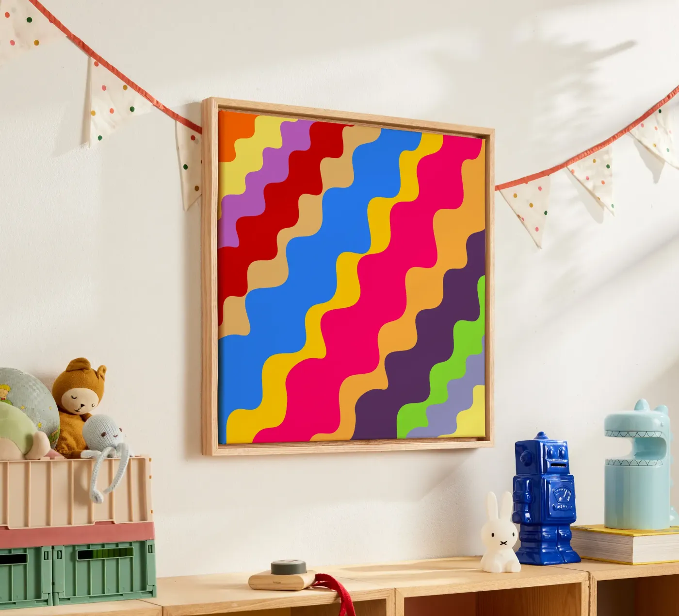 Retro slanting waves canvas van baobabprintstore