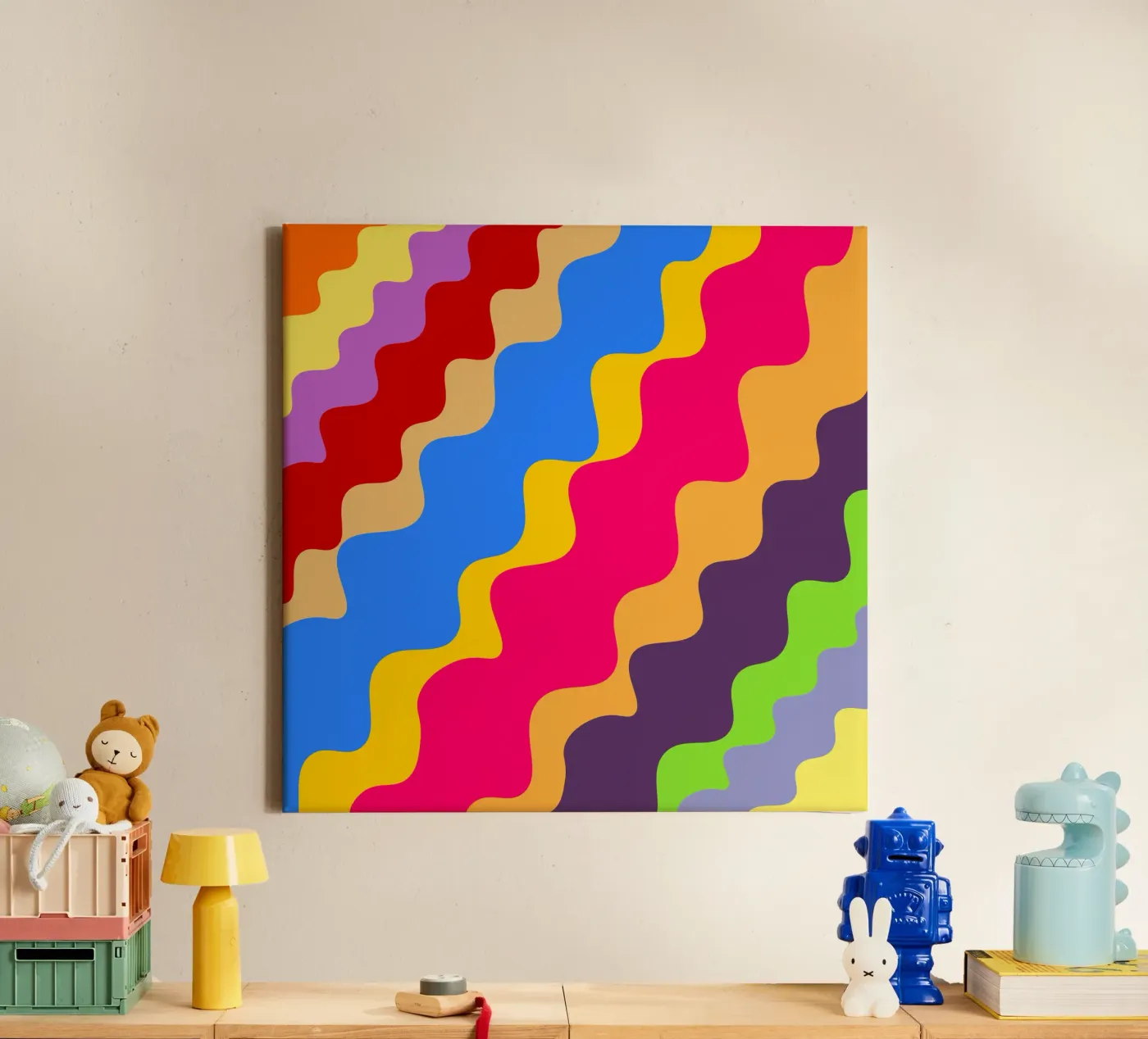 Retro slanting waves tela da baobabprintstore