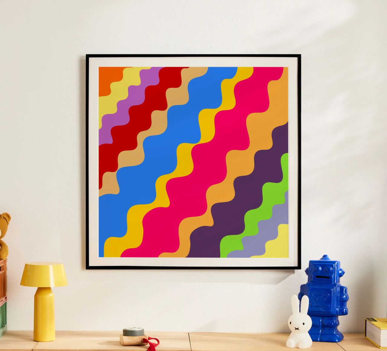 Retro slanting waves carta hahnemühle da baobabprintstore