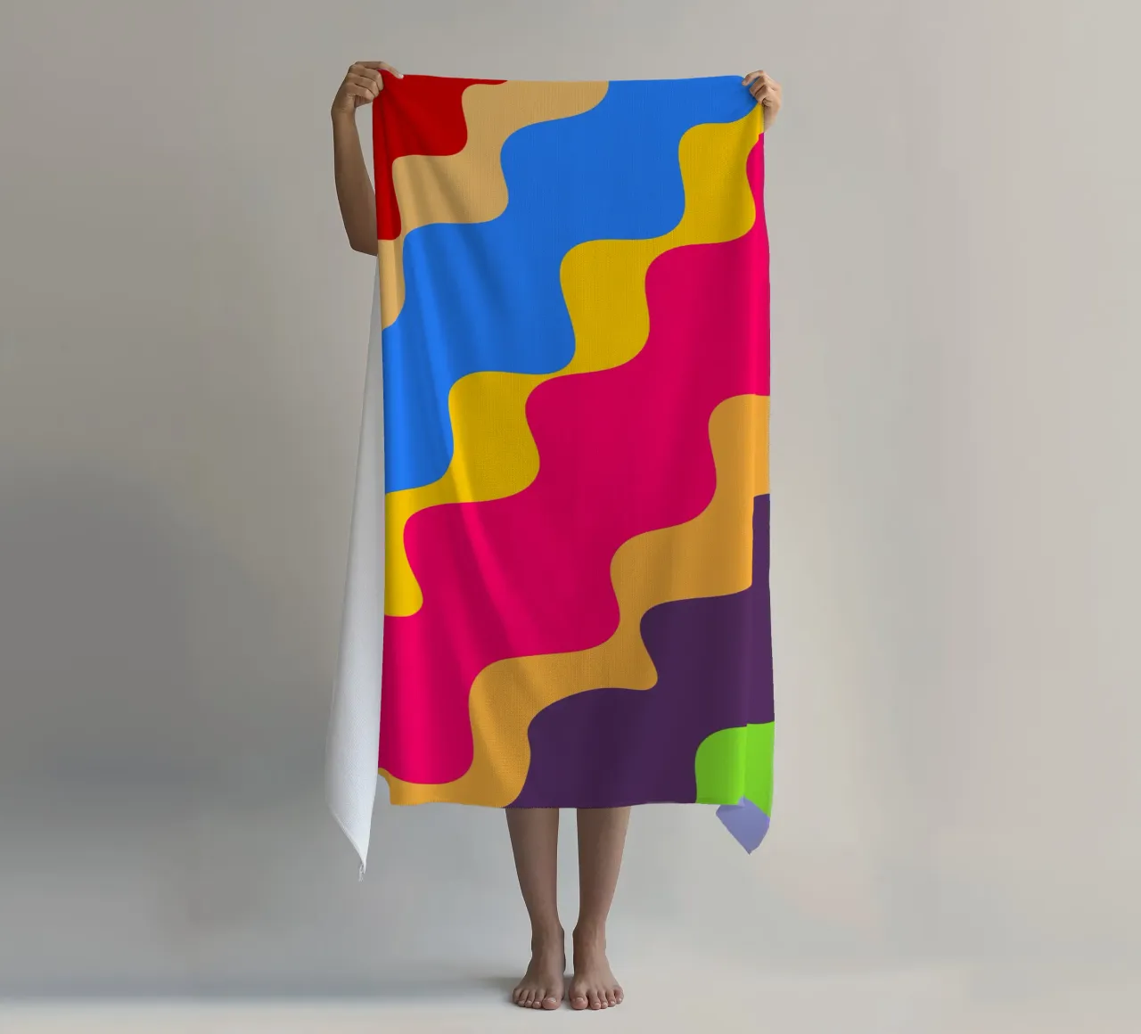 Retro slanting waves telo mare da baobabprintstore