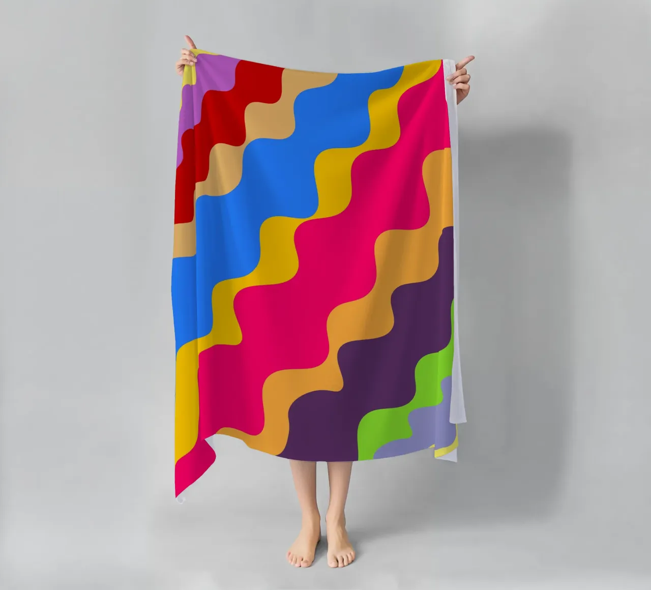 Retro slanting waves telo mare da baobabprintstore