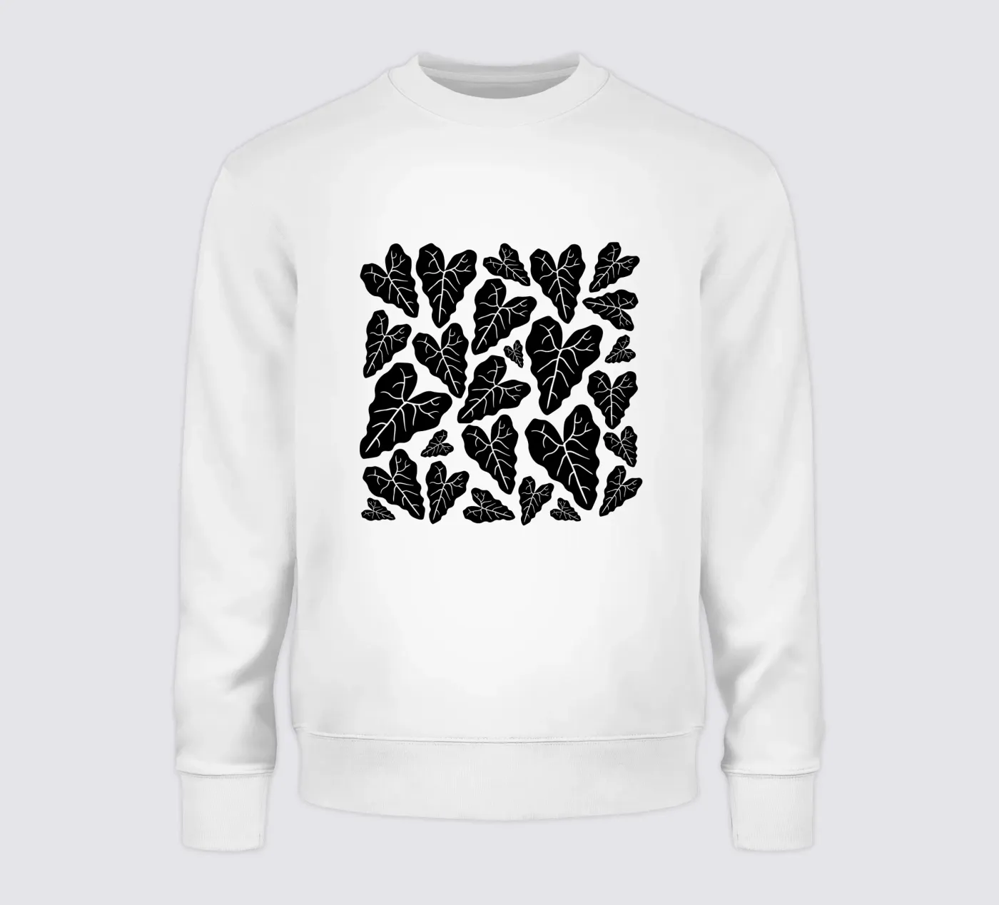 Black leaves pattern felpa da baobabprintstore