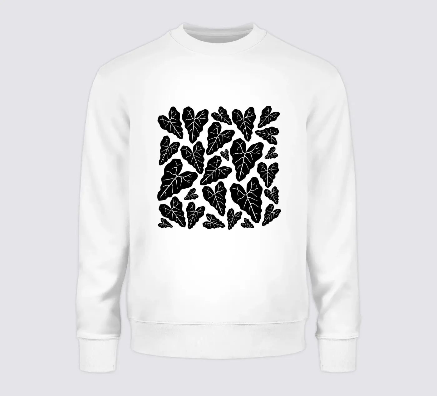 Black leaves pattern felpa da baobabprintstore