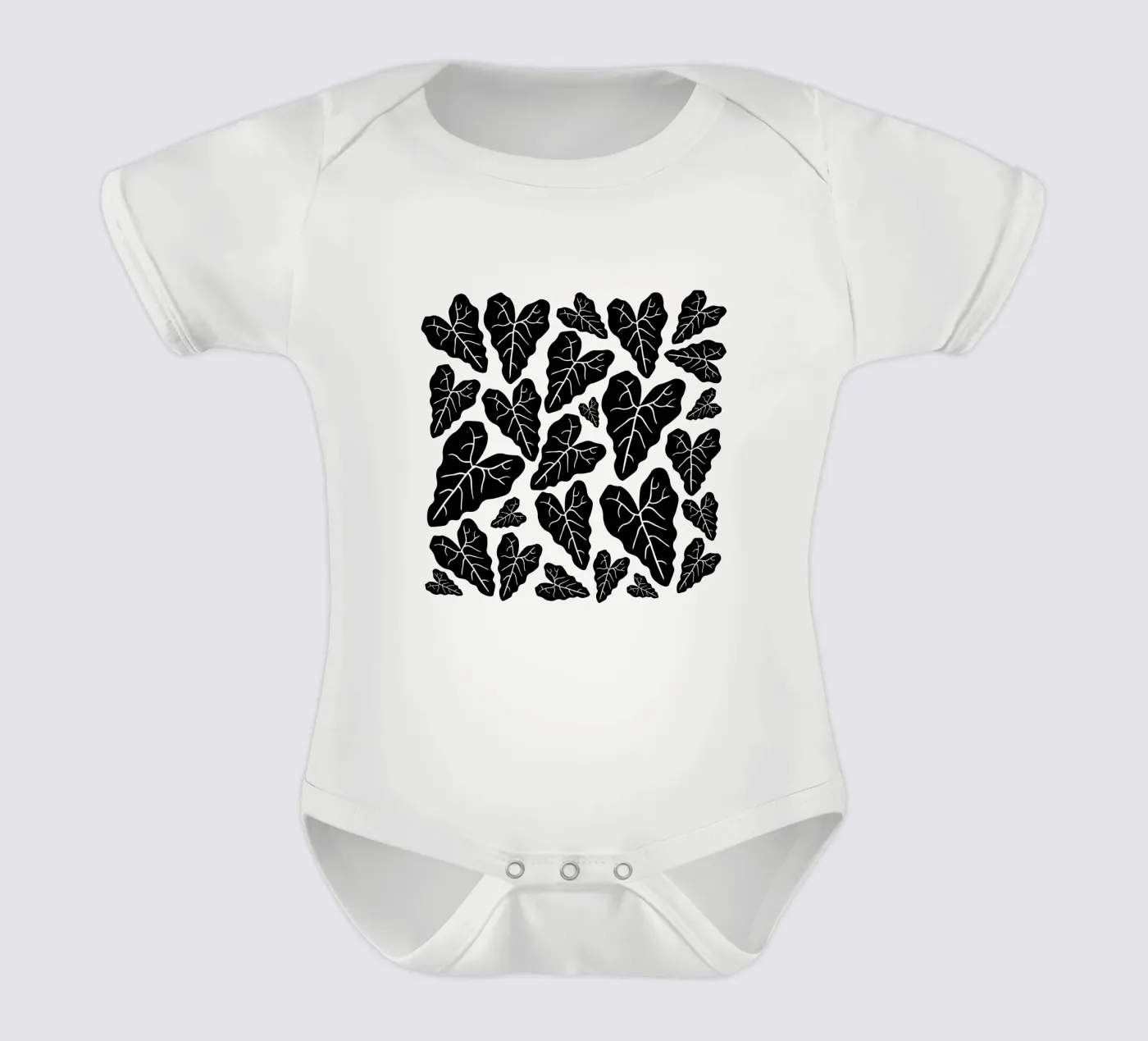 Black leaves pattern body bébé de baobabprintstore