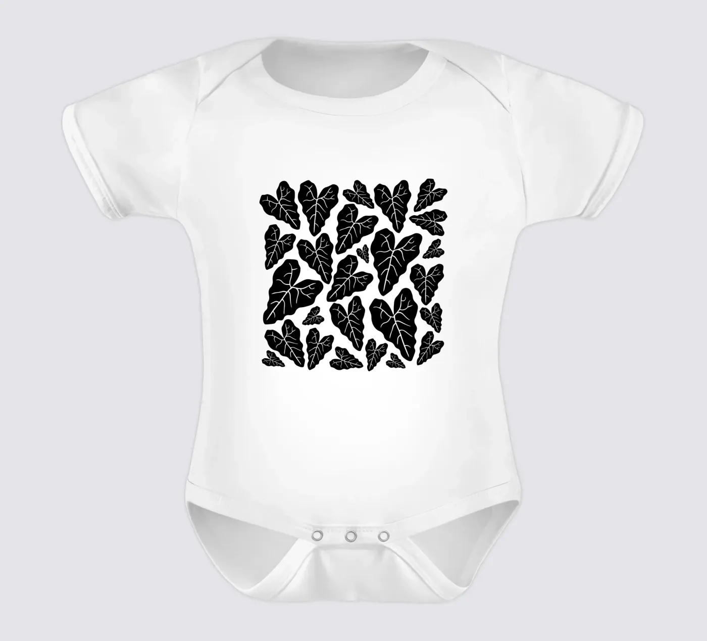 Black leaves pattern body bébé de baobabprintstore