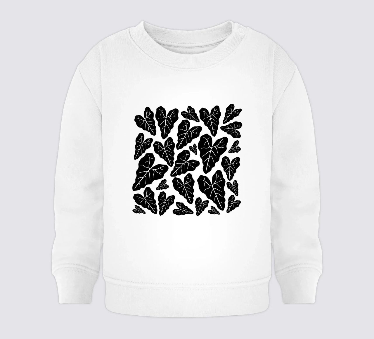 Black leaves pattern felpa neonato da baobabprintstore