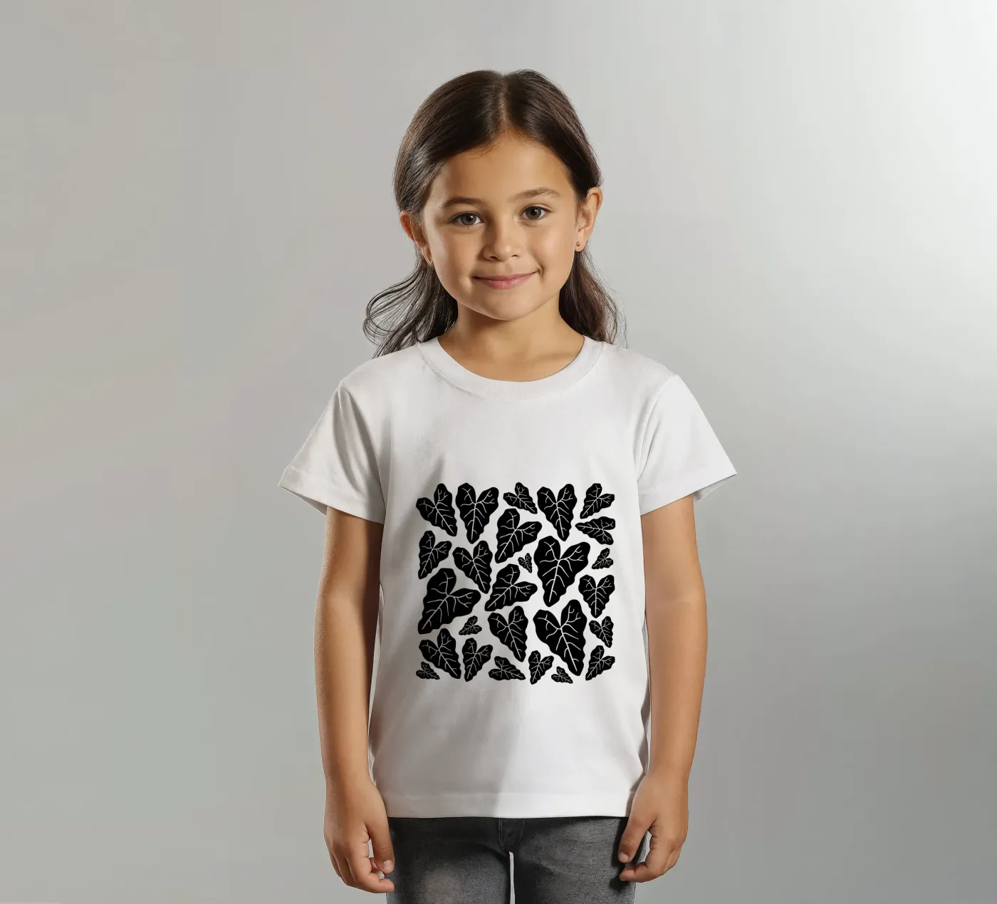 Black leaves pattern t-shirt bambini da baobabprintstore