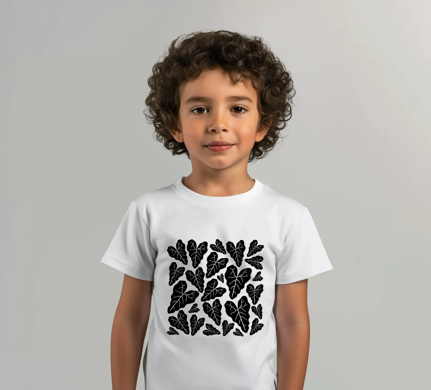 Black leaves pattern t-shirt bambini da baobabprintstore