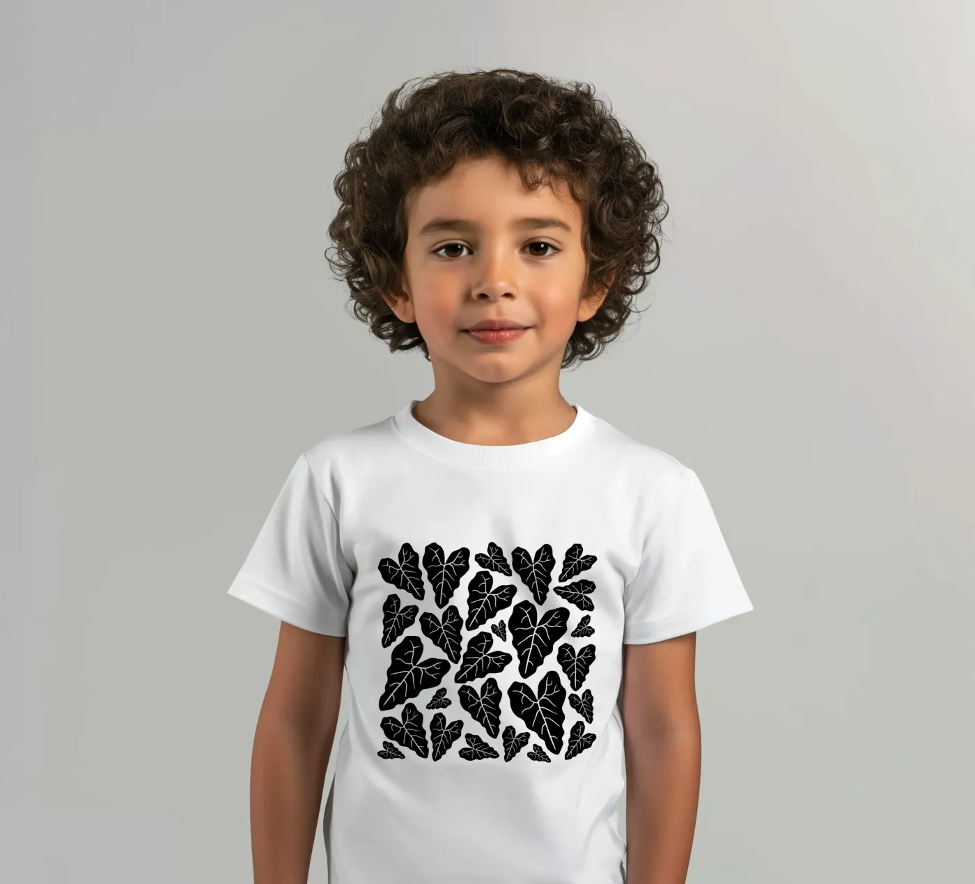 Black leaves pattern t-shirt bambini da baobabprintstore