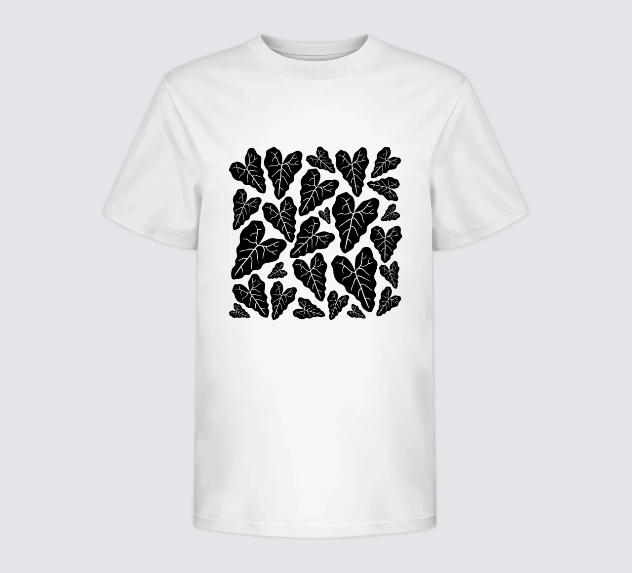 Black leaves pattern kinder t-shirt van baobabprintstore