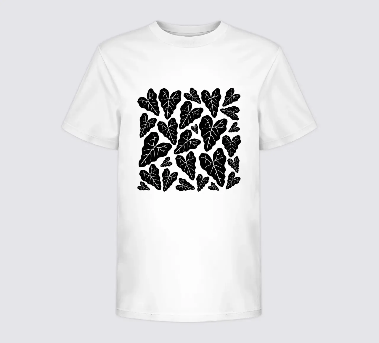 Black leaves pattern kinder t-shirt van baobabprintstore