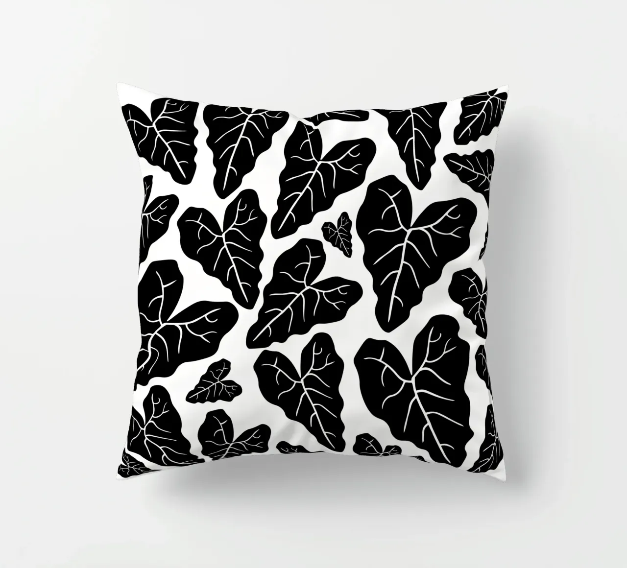 Black leaves pattern cuscino da baobabprintstore