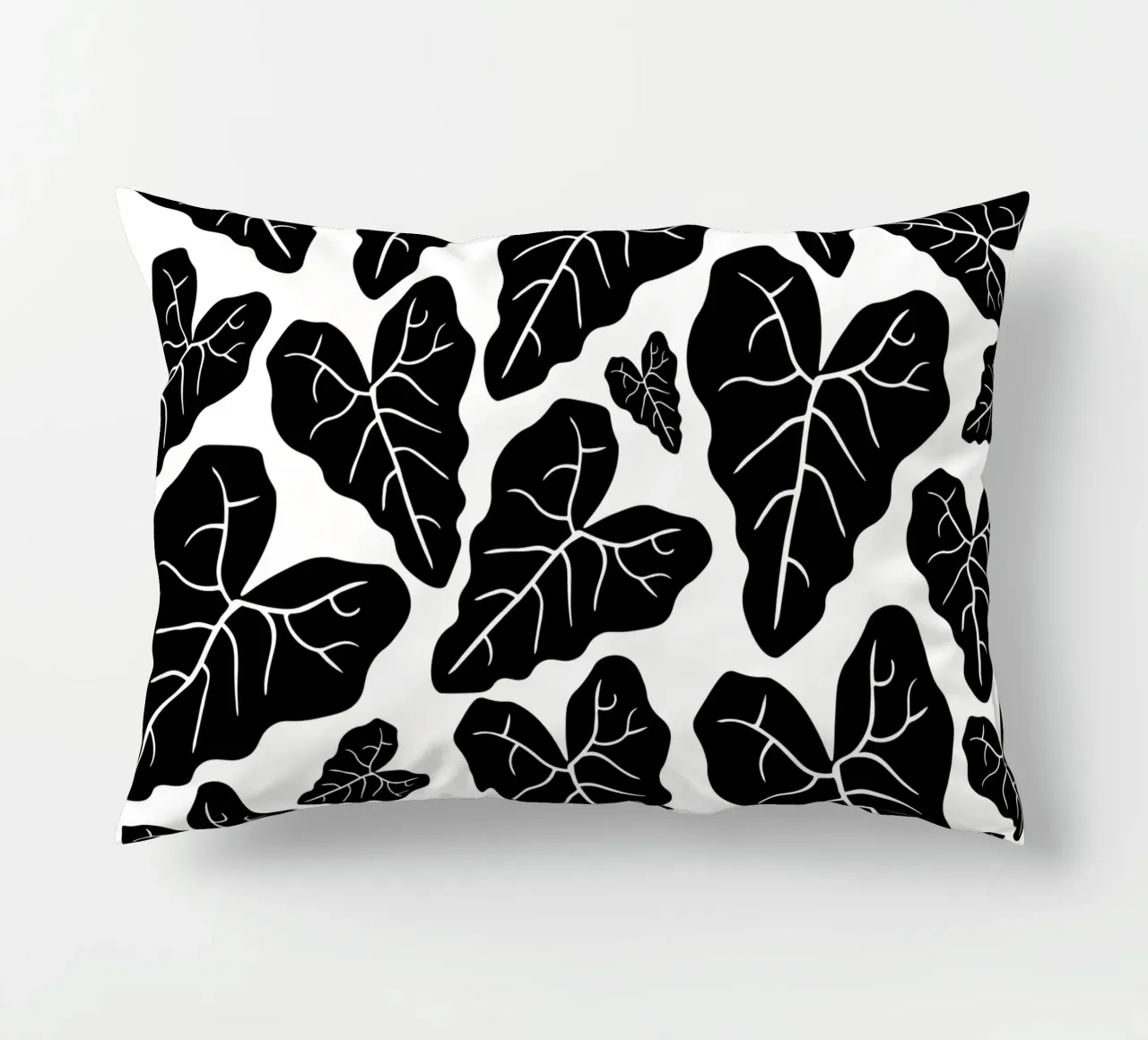 Black leaves pattern cuscino da baobabprintstore