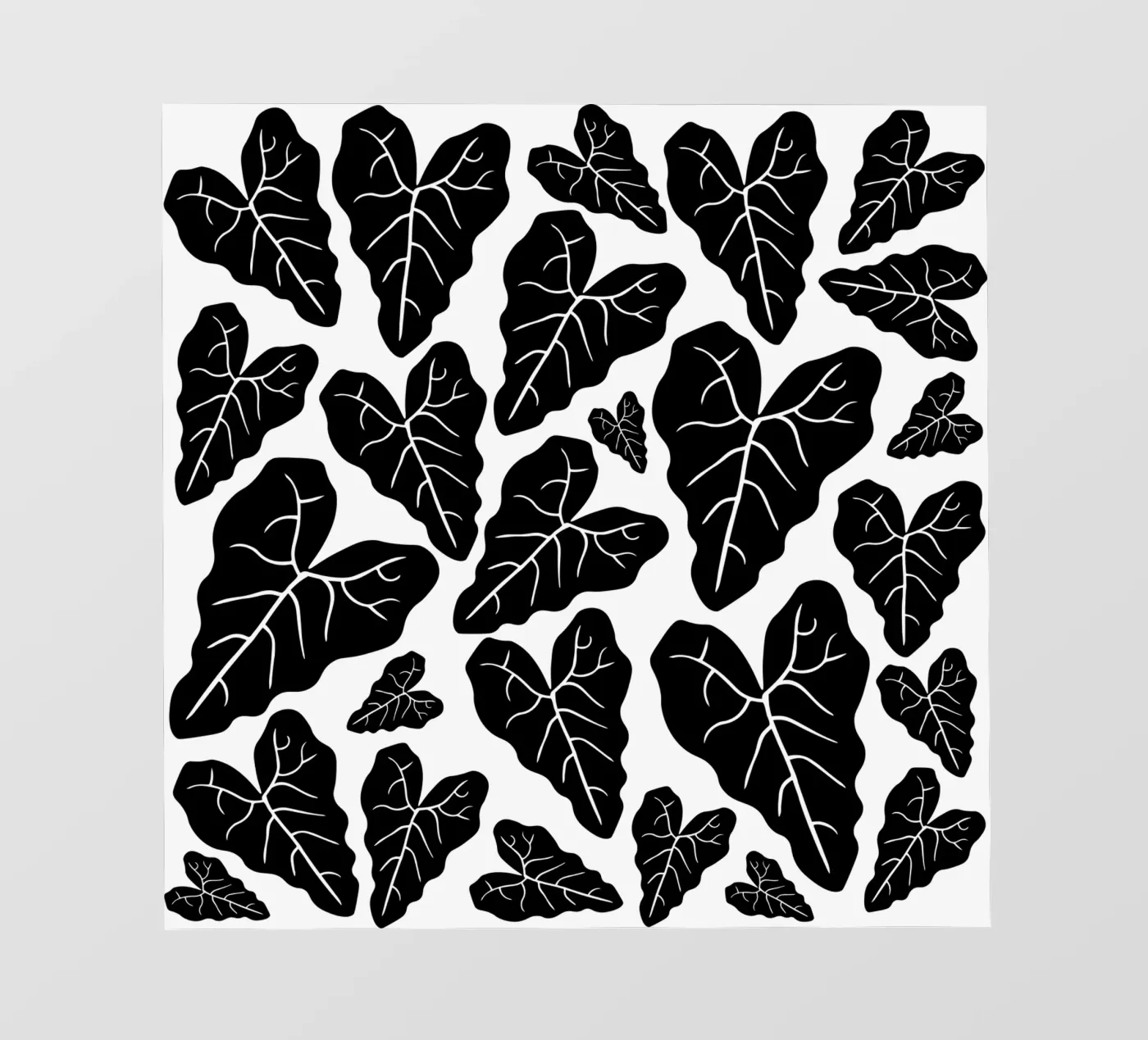 Black leaves pattern fotobehang van baobabprintstore