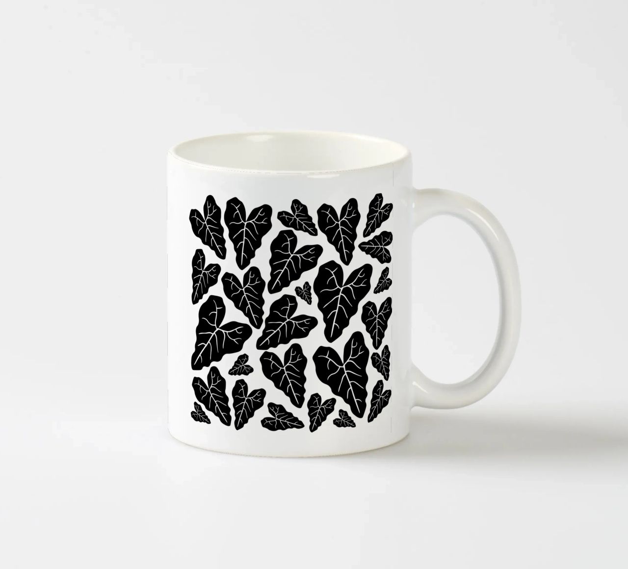 Black leaves pattern tazza in ceramica da baobabprintstore