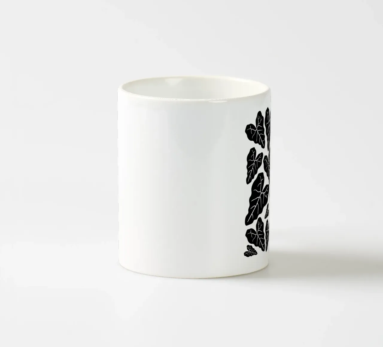 Black leaves pattern keramische mok van baobabprintstore