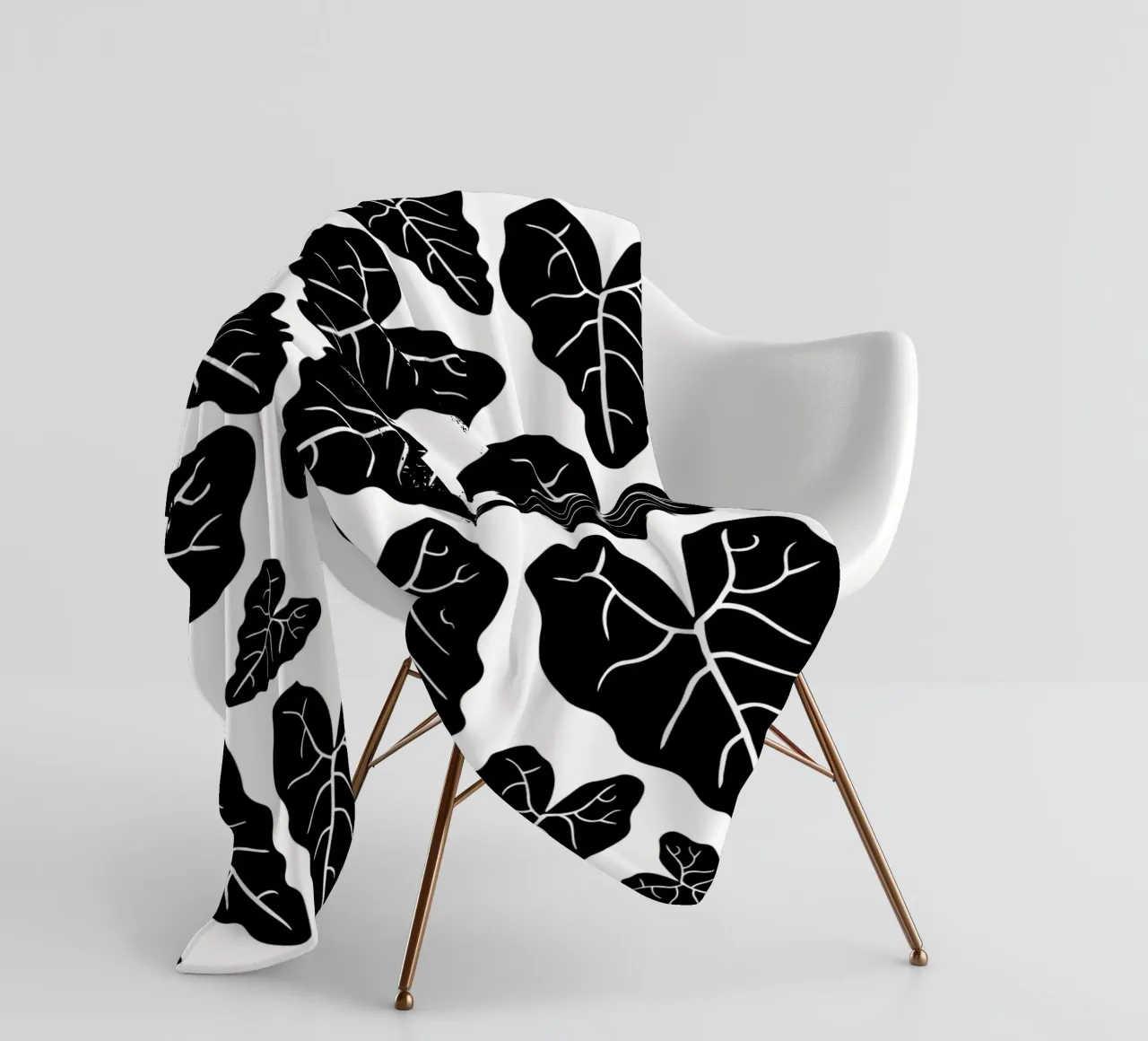 Black leaves pattern coperta in pile da baobabprintstore