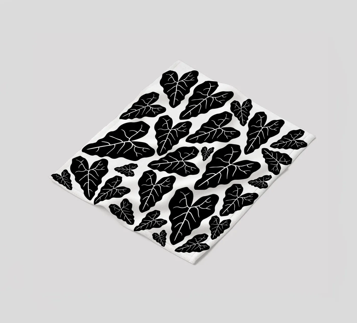 Black leaves pattern fleecedeken van baobabprintstore
