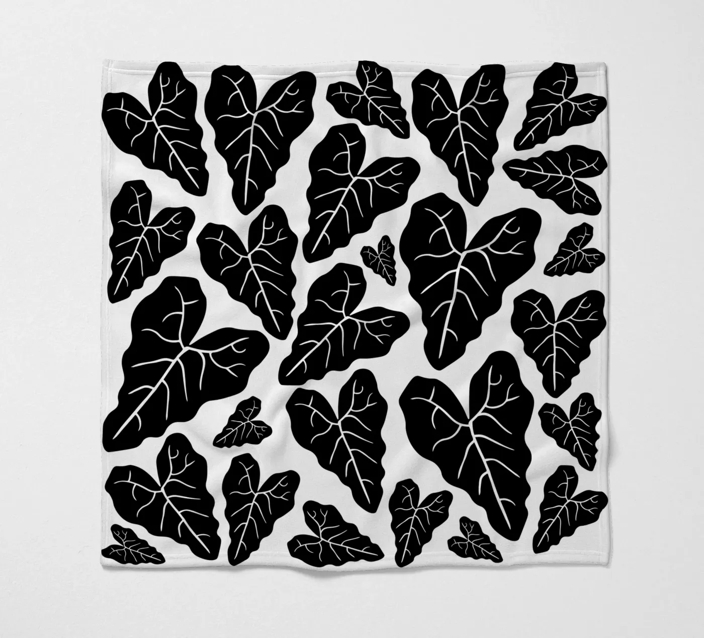Black leaves pattern fleecedeken van baobabprintstore