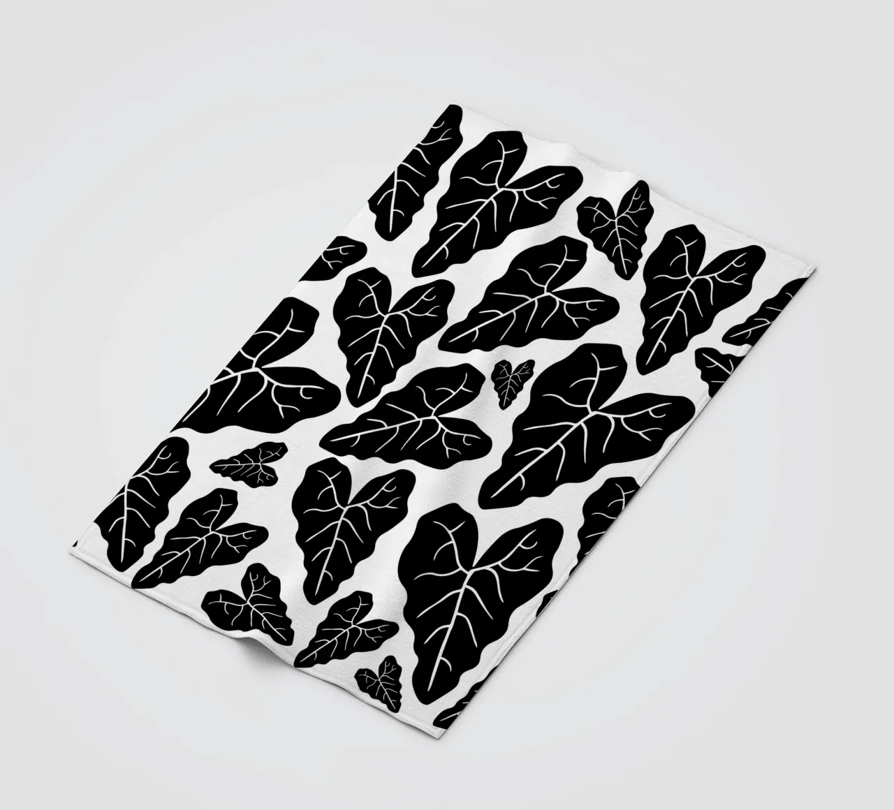 Black leaves pattern fleecedeken van baobabprintstore