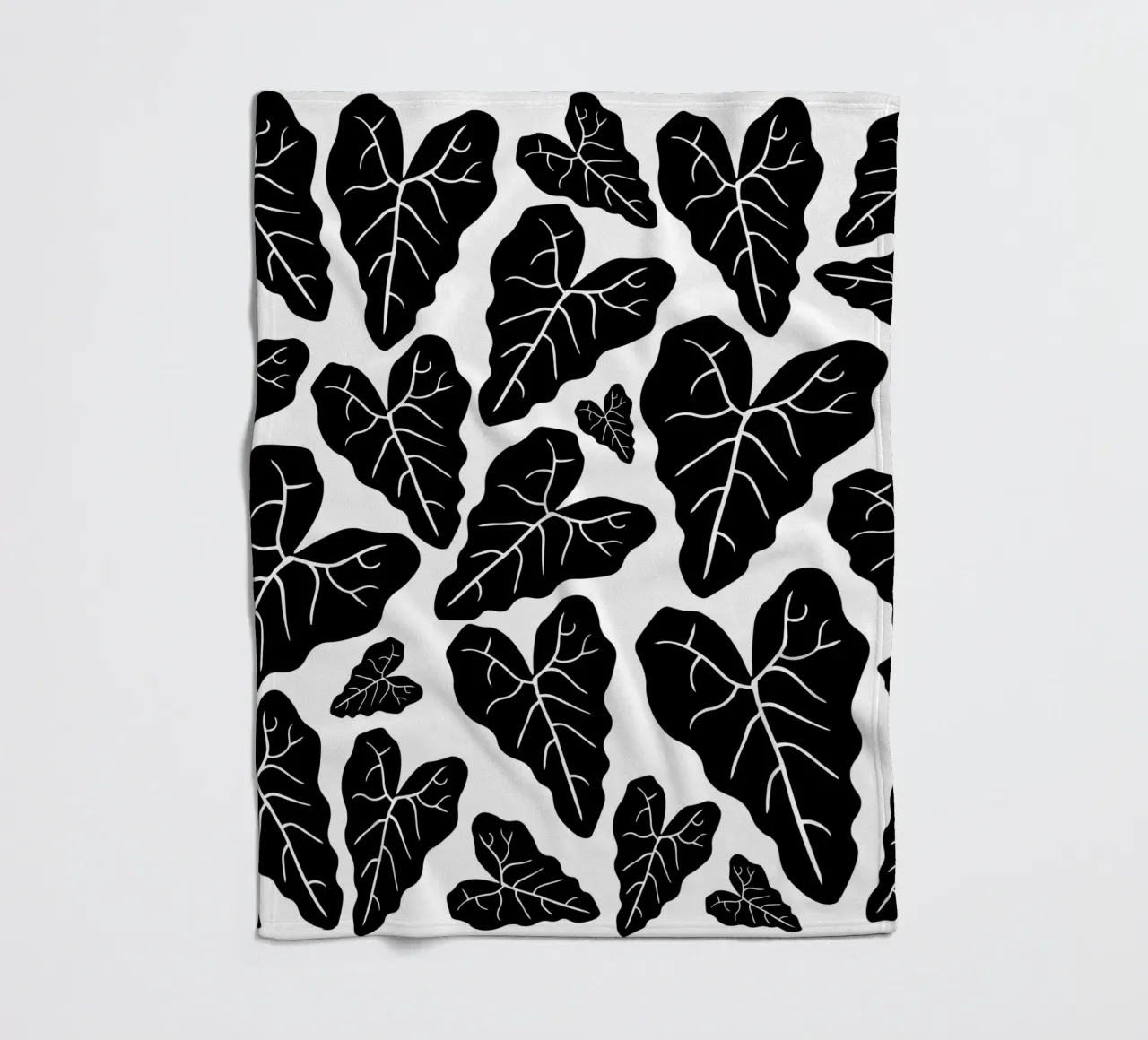 Black leaves pattern fleecedeken van baobabprintstore