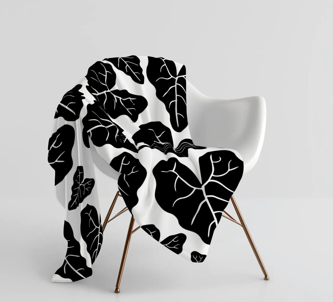 Black leaves pattern fleecedeken van baobabprintstore