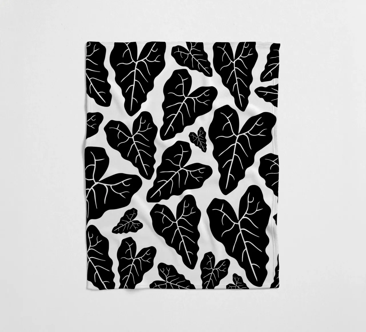 Black leaves pattern fleecedeken van baobabprintstore