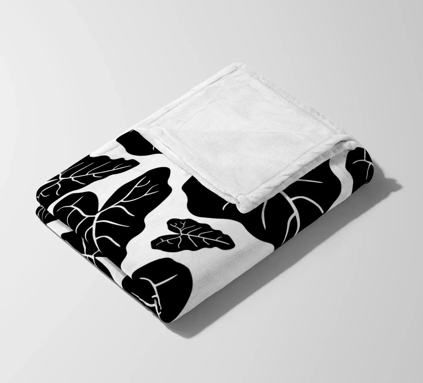 Black leaves pattern fleecedeken van baobabprintstore