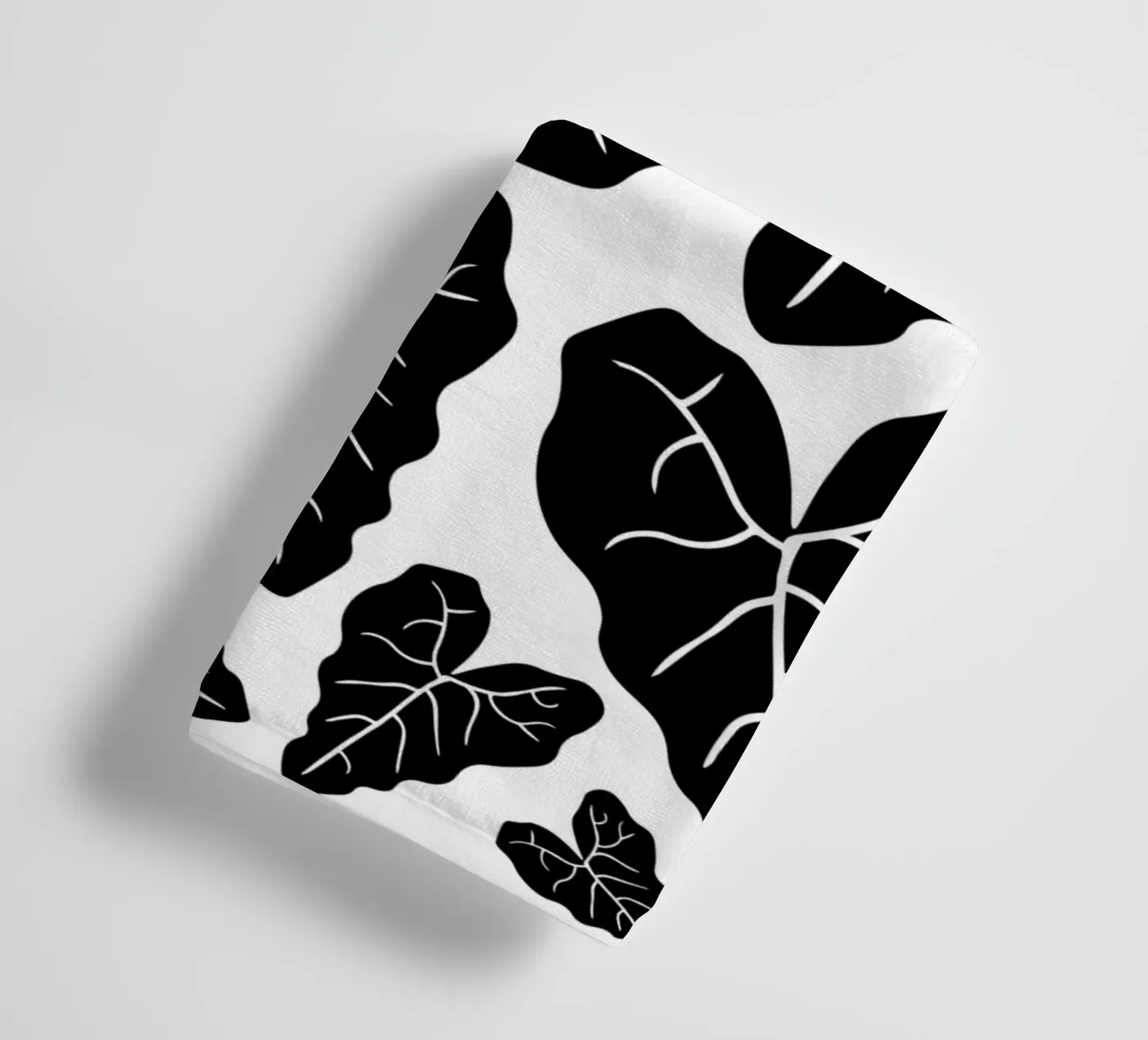 Black leaves pattern towel by baobabprintstore