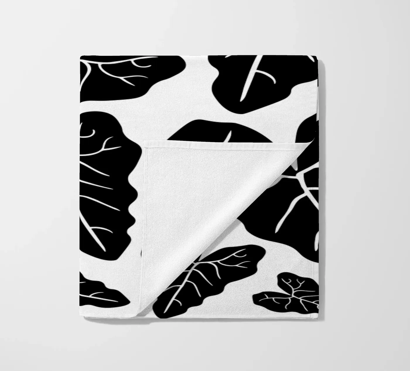 Black leaves pattern telo mare da baobabprintstore