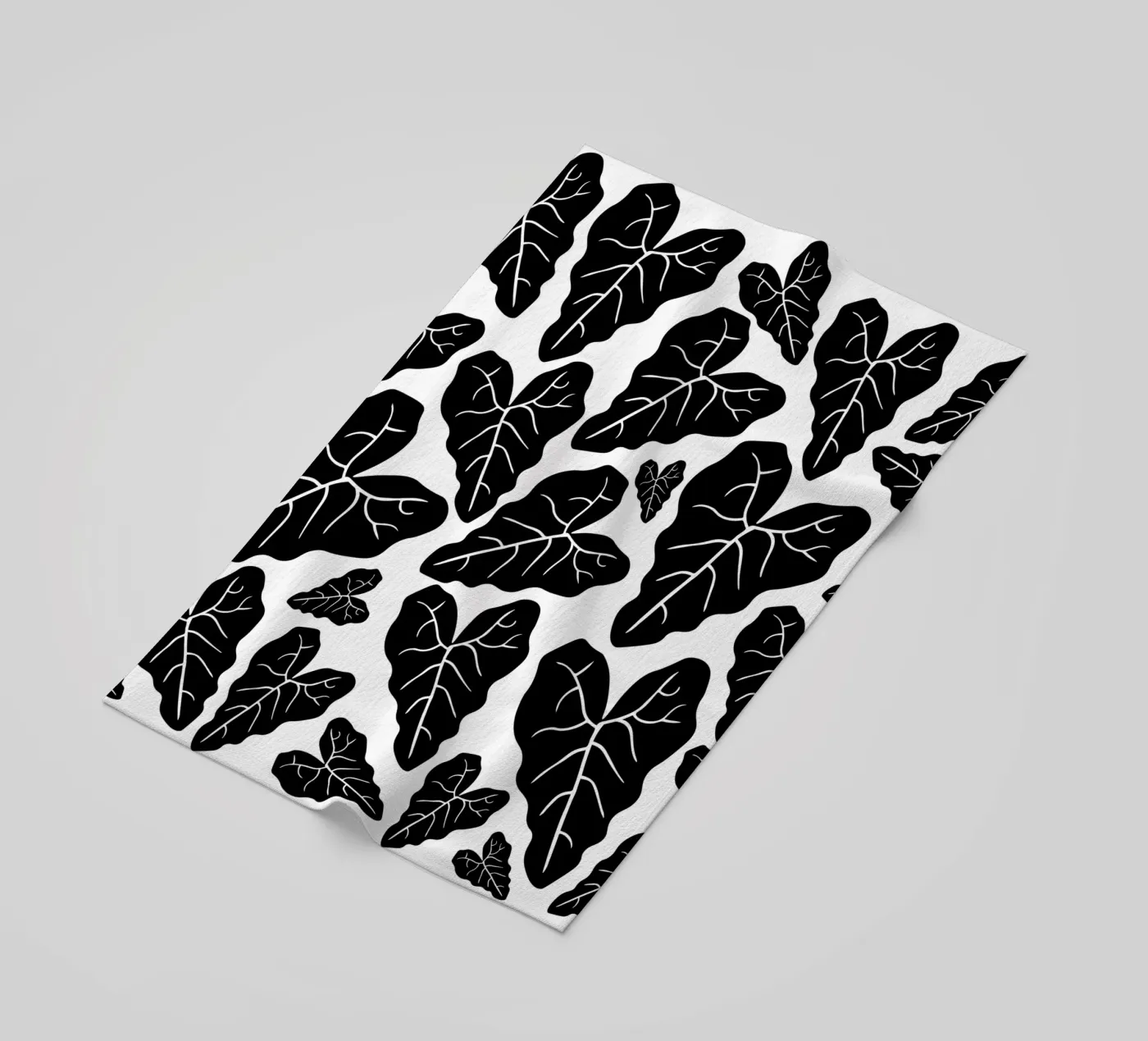 Black leaves pattern telo mare da baobabprintstore