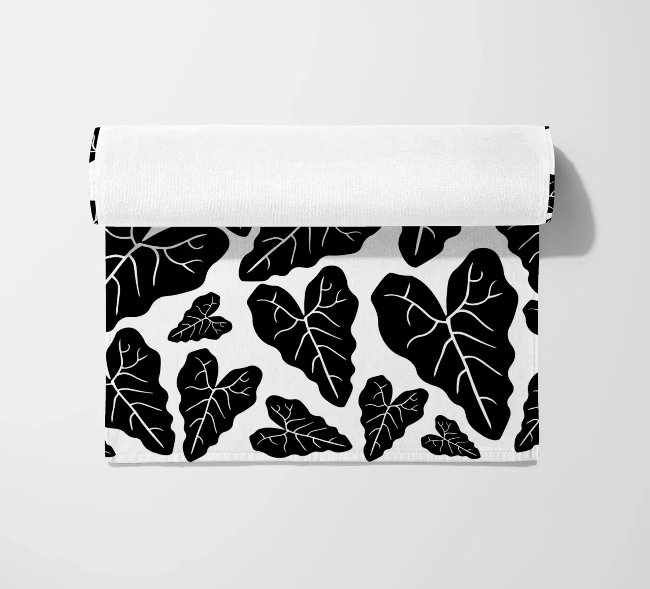 Black leaves pattern telo mare da baobabprintstore