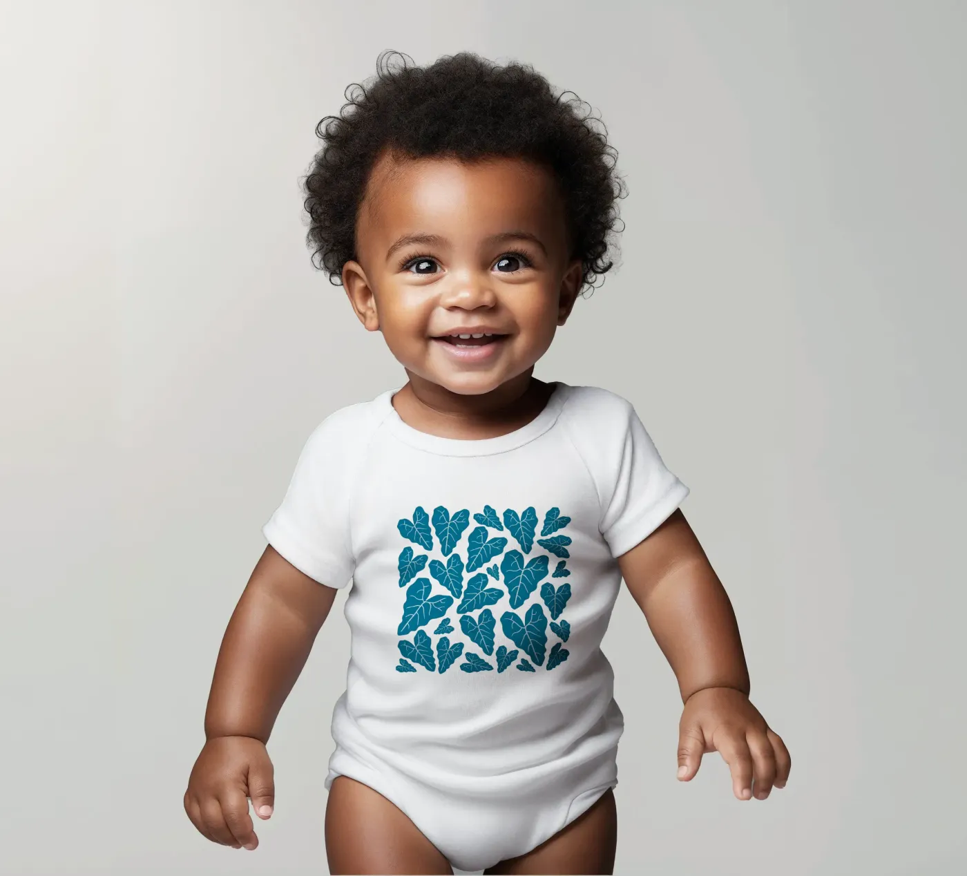 Blue leaves pattern body bébé de baobabprintstore