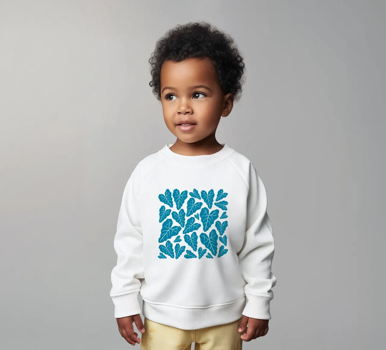 Blue leaves pattern felpa neonato da baobabprintstore