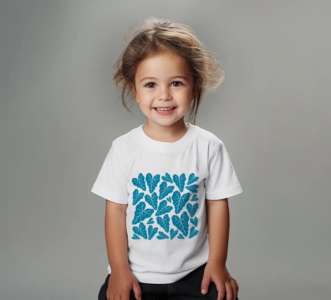Blue leaves pattern t-shirt bambini da baobabprintstore