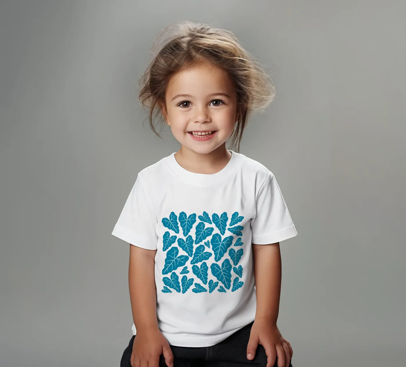 Blue leaves pattern t-shirt bambini da baobabprintstore
