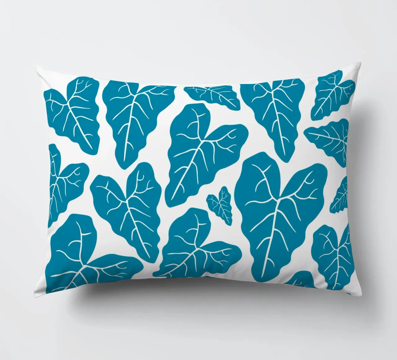 Blue leaves pattern cuscino da baobabprintstore