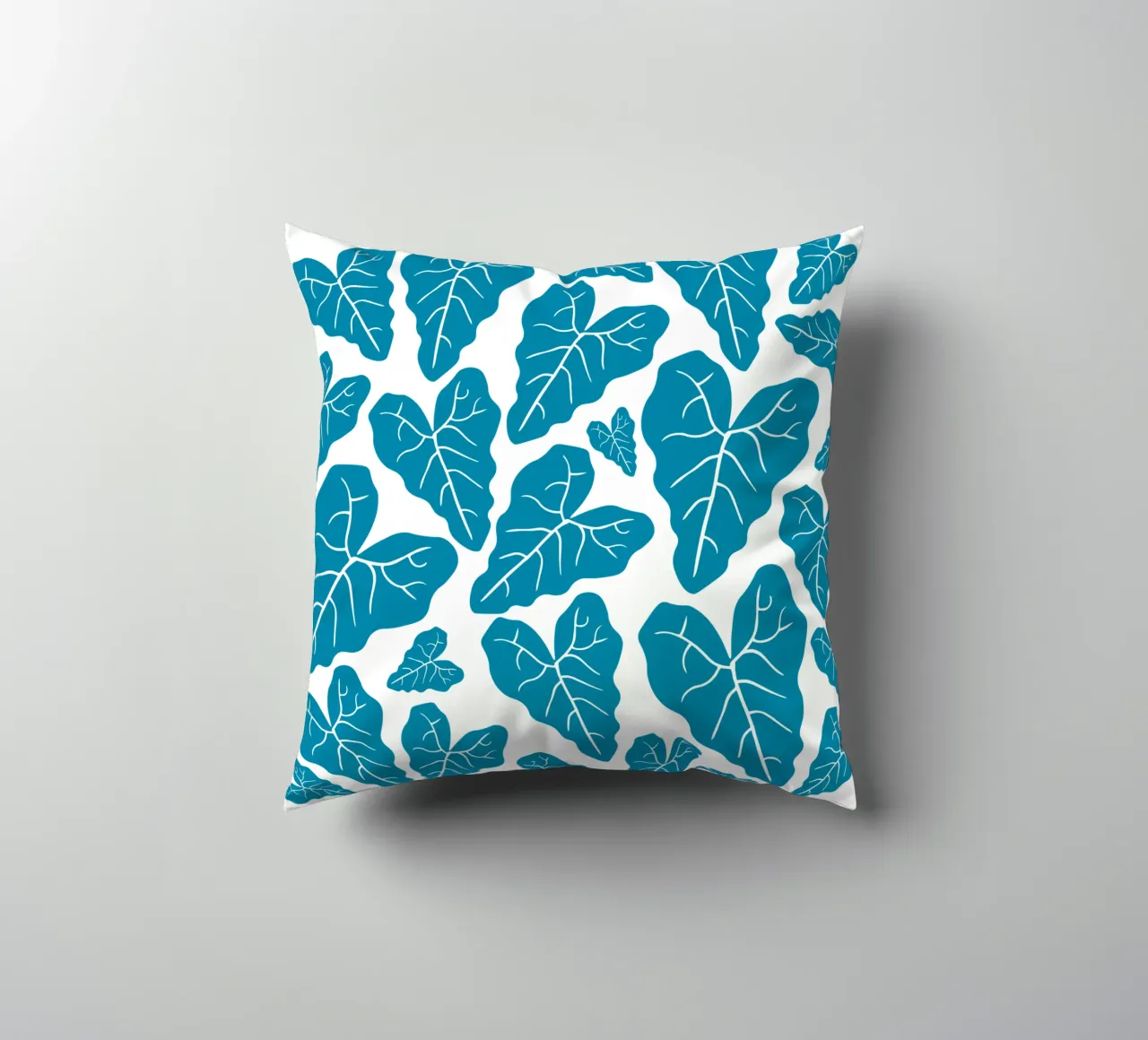 Blue leaves pattern cuscino da baobabprintstore