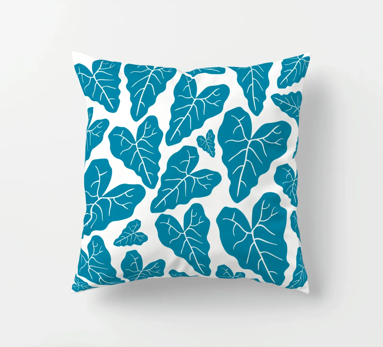 Blue leaves pattern cuscino da baobabprintstore