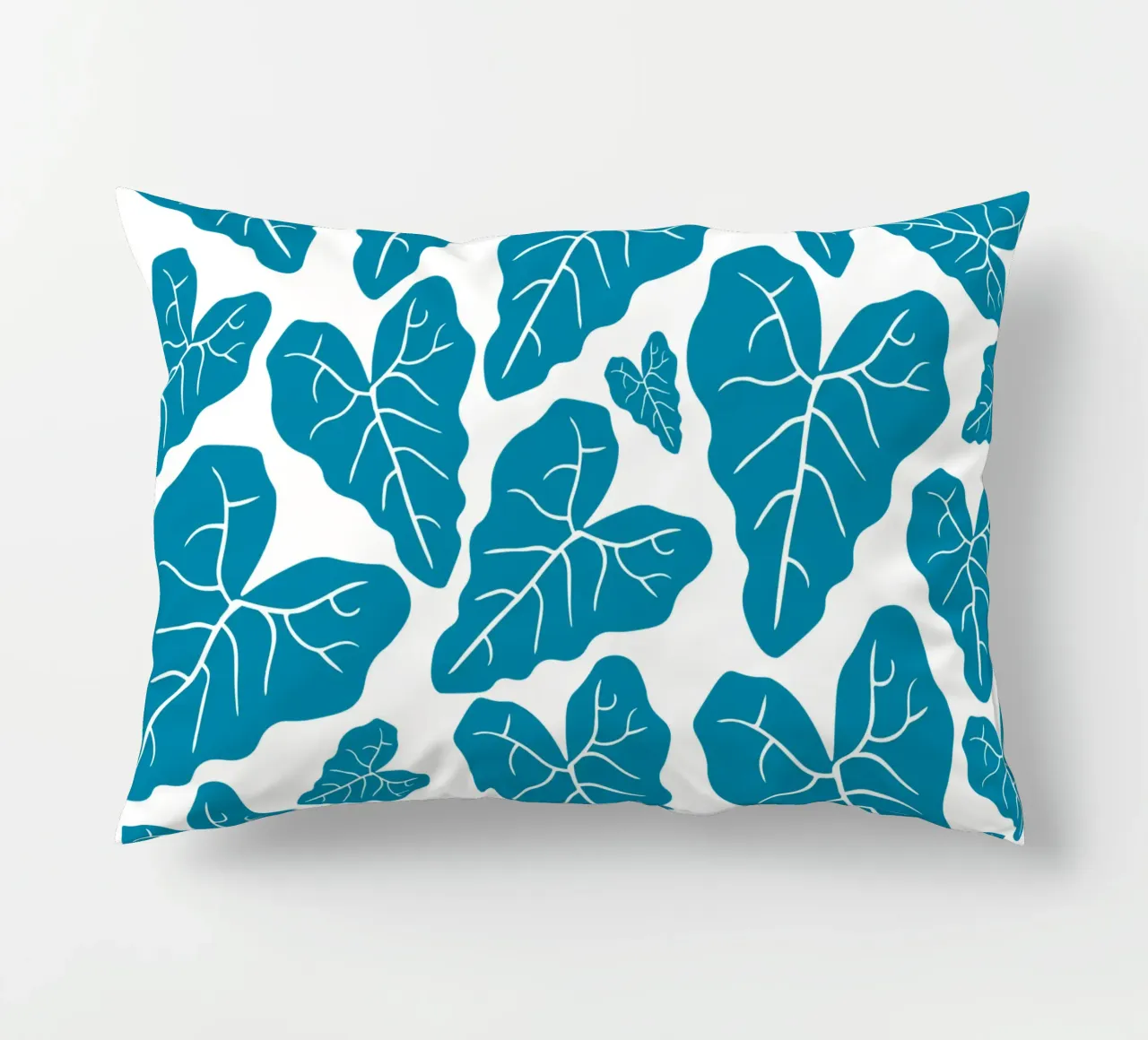 Blue leaves pattern cuscino da baobabprintstore