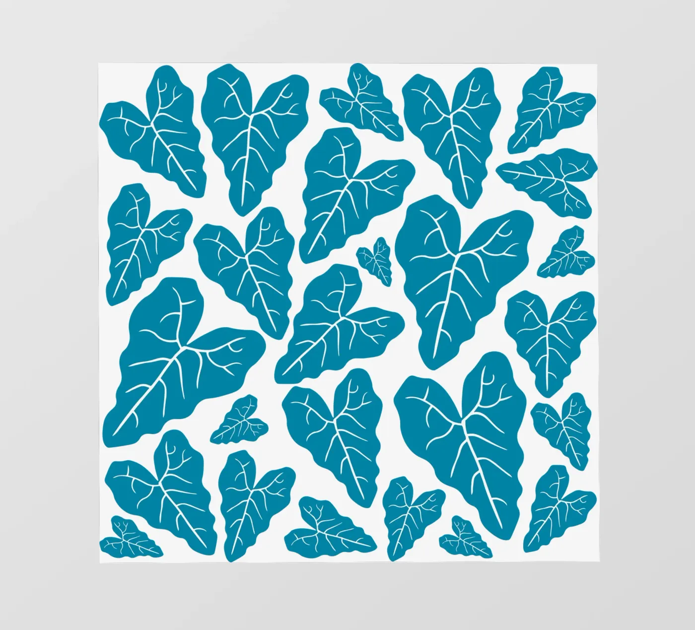 Blue leaves pattern fotobehang van baobabprintstore