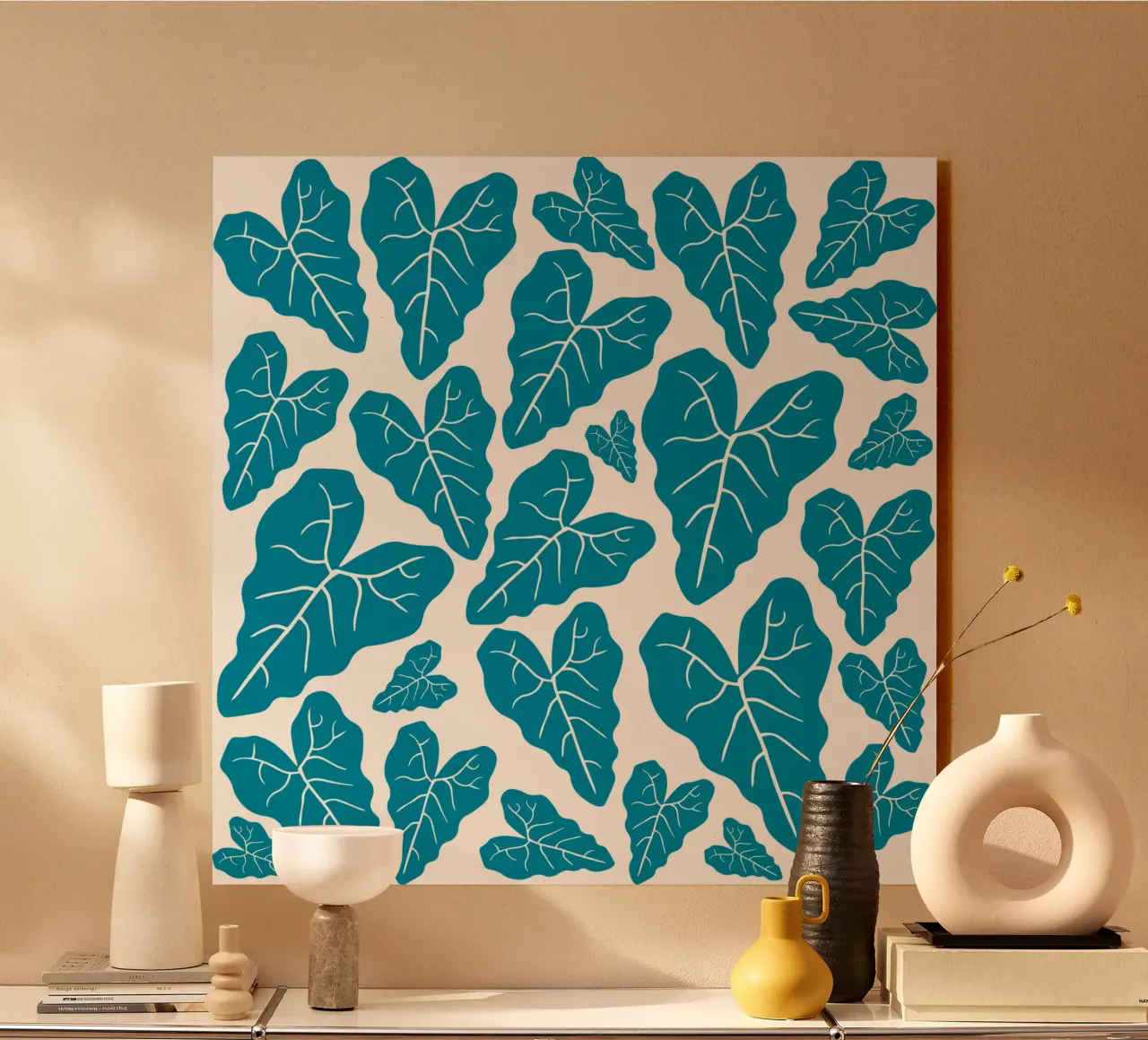 Blue leaves pattern plexiglass da baobabprintstore