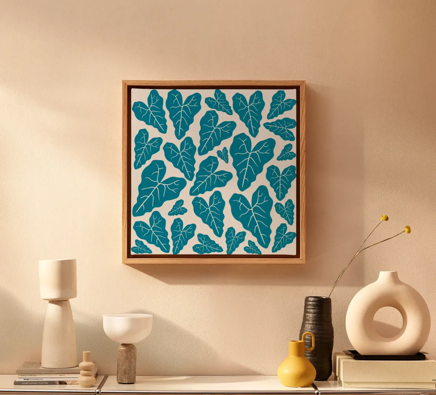 Blue leaves pattern tela da baobabprintstore